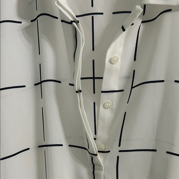 Alfani Size Large White 3/4 Button-Down Shirt with Black/Yellow Grid Print - Picture 2 of 11